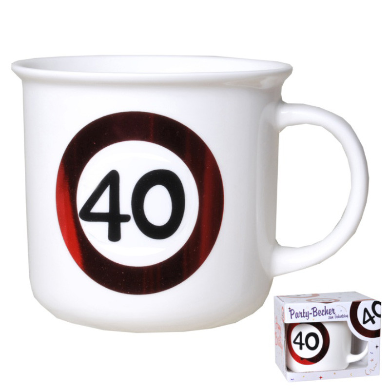 Udo Schmidt Becher Jahreszahl 40 Porzellan 350 ml originelle Geburtstags-Tasse zum 40 Geburtstag